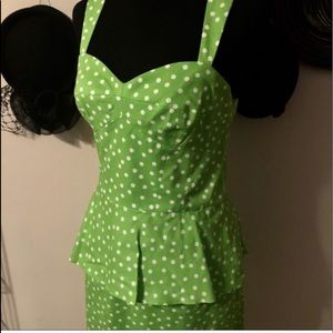 Betsey Johnson green with white polka dots dress